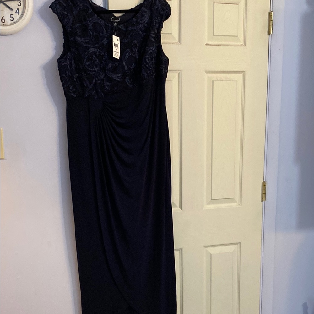 Connected Apparel Blue Sleeveless Ruched Gown